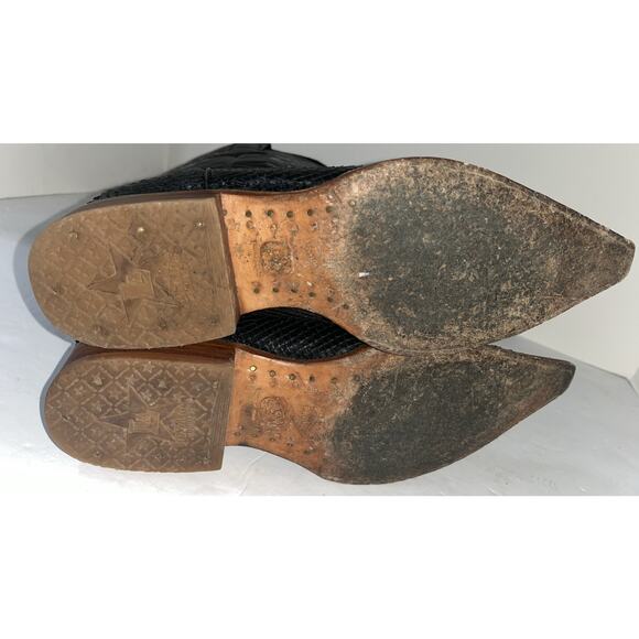 Los Altos Cowboy Boots Mens 7EE Black Exotic Genuine Python Snake Pointed Toe‎ - Picture 5 of 10